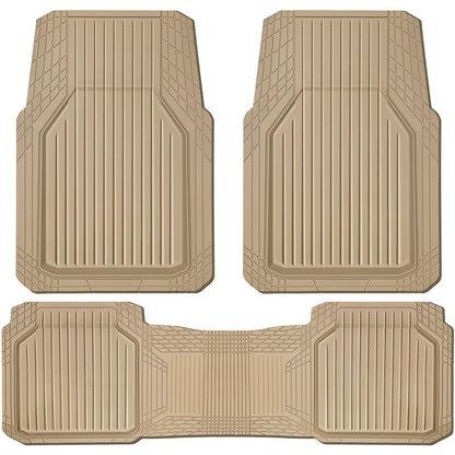 CAR PASS Heavy Duty Rubber Floor Mats for Car, Waterproof All Weather Car Floor Mats, Universal Trim-to-Fit for SUV Truck Sedans Vans, Automotive Floor Mats 3 piece car mats Full Set, Solid Black