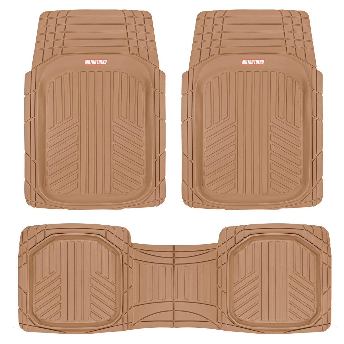 Motor Trend 943-BK FlexTough Defender Car Floor Mats -Next Generation Deep Dish Heavy Duty Contour Liners for Car SUV Truck & Van-All Weather Protection, Trim to Fit Most Vehicles Black