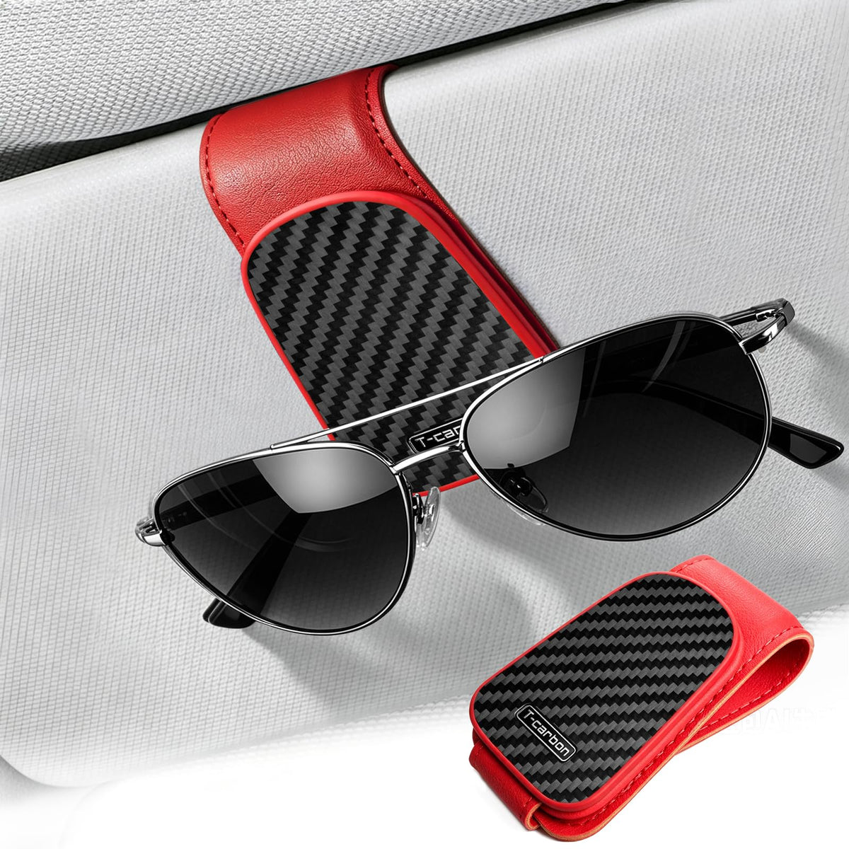 T-carbon Sunglass Holder for Car Sun Visor