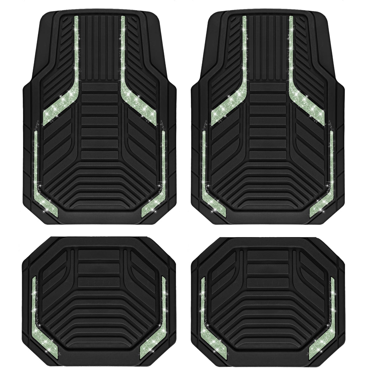PIC AUTO Heavy Duty Rubber Floor Mats, Purple Aluminum Film Car Mats Set, Front and Rear Car Mats with Anti-Slip Backing, All Weather Protection, Trim-to-Fit for Automotive SUV, Sedan, Van