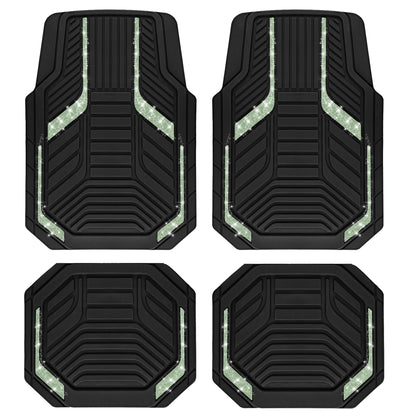 PIC AUTO Heavy Duty Rubber Floor Mats, Purple Aluminum Film Car Mats Set, Front and Rear Car Mats with Anti-Slip Backing, All Weather Protection, Trim-to-Fit for Automotive SUV, Sedan, Van