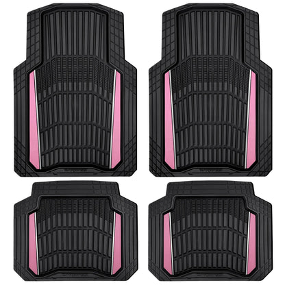 CAR PASS Heavy Duty Rubber Car Floor Mats, Deep Waterproof Car Floor Mats All Weather, Aluminum Film Floor Mats for Cars Non-Slip Universal Trim to Fit for SUVs Trucks Sedans Vans, Black Grey Metallic