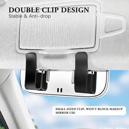Sunglass Holder For Car Visor Clip With Push-Bounce Switch,Sunglass Case For Car With Plush Lining,Car Sunglass Holder Suitable For Truck And Sedan To Place Sunglass (Black)