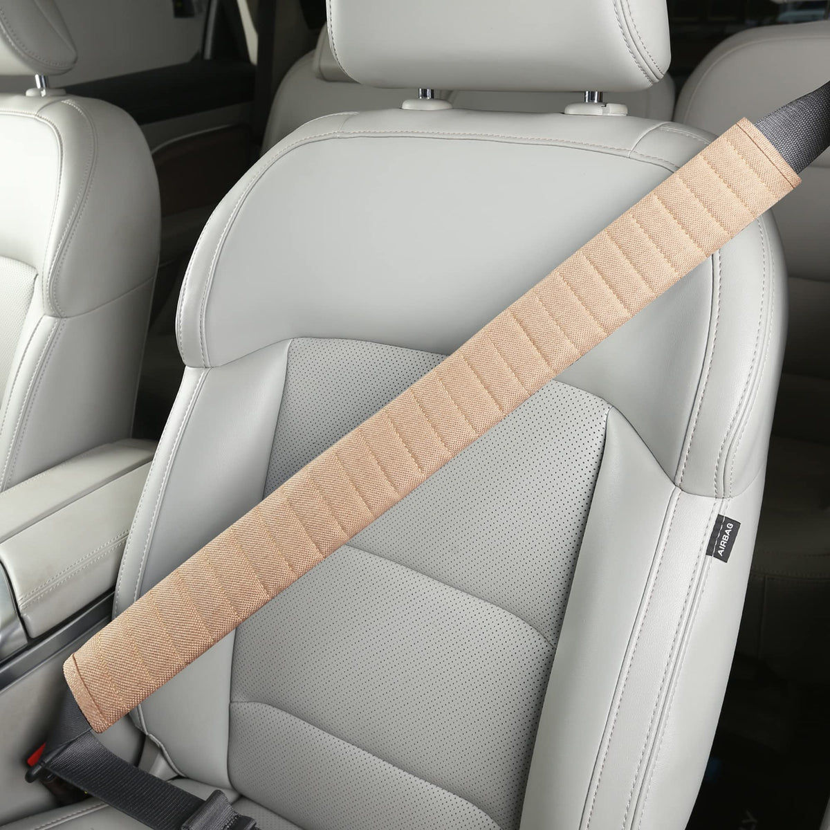 HighnessHwoo Car Seatbelt Covers Cushion Shoulder Pads Protector Sleeve for Adults, Auto Extra Long Seat Belt Strap Cover Decorations for Women, Kids, Honda, Trucks Accessories, 1pc, 15.5in, Black