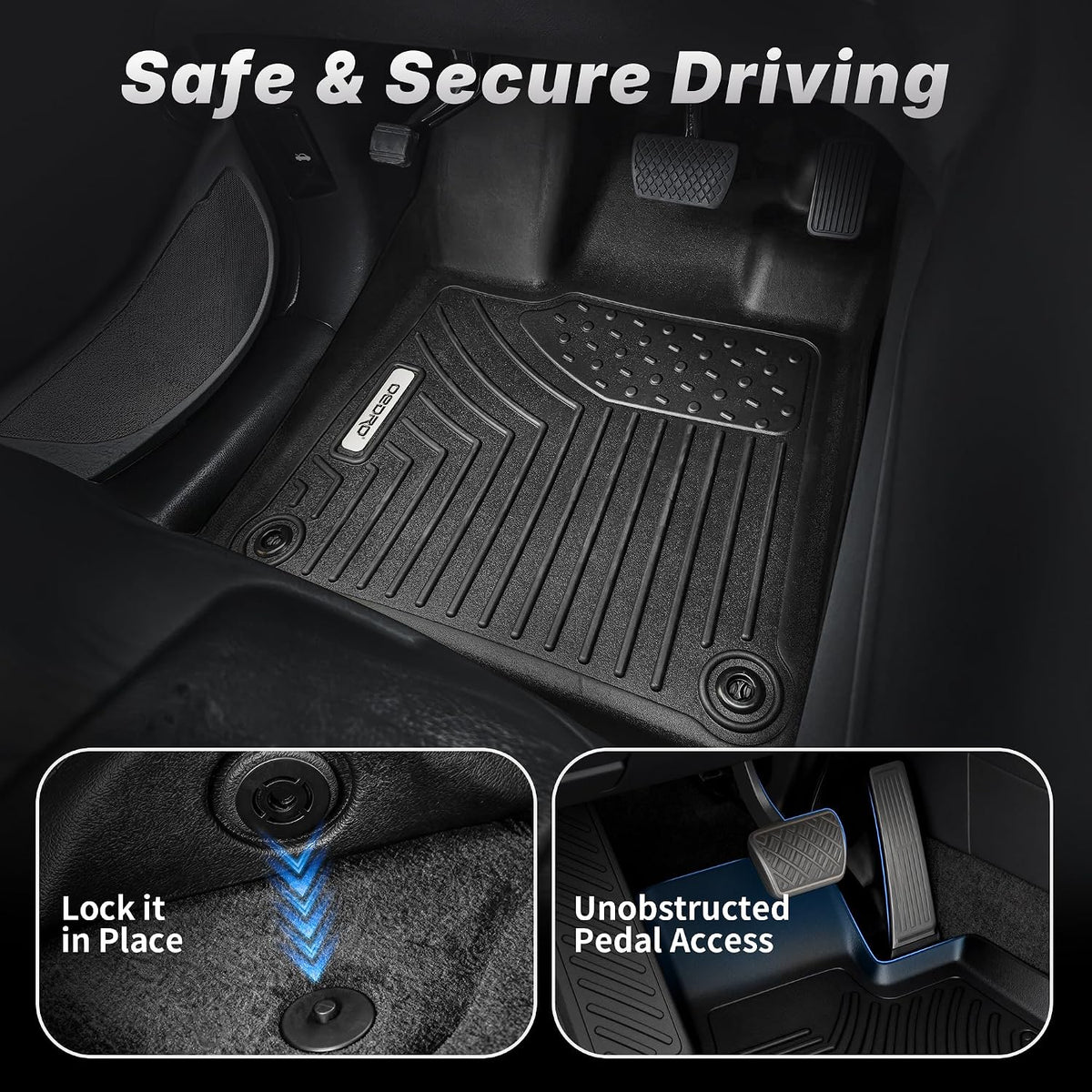 OEDRO Floor Mats Fit for 2019-2026 Chevrolet Silverado GMC Sierra 1500 & 2020-2026 2500HD 3500HD Crew Cab Bench Seat, All-Weather Protection Floor Liners, TPE Material Car Mats, Black