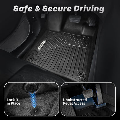 OEDRO Floor Mats Fit for 2019-2026 Chevrolet Silverado GMC Sierra 1500 & 2020-2026 2500HD 3500HD Crew Cab Bench Seat, All-Weather Protection Floor Liners, TPE Material Car Mats, Black