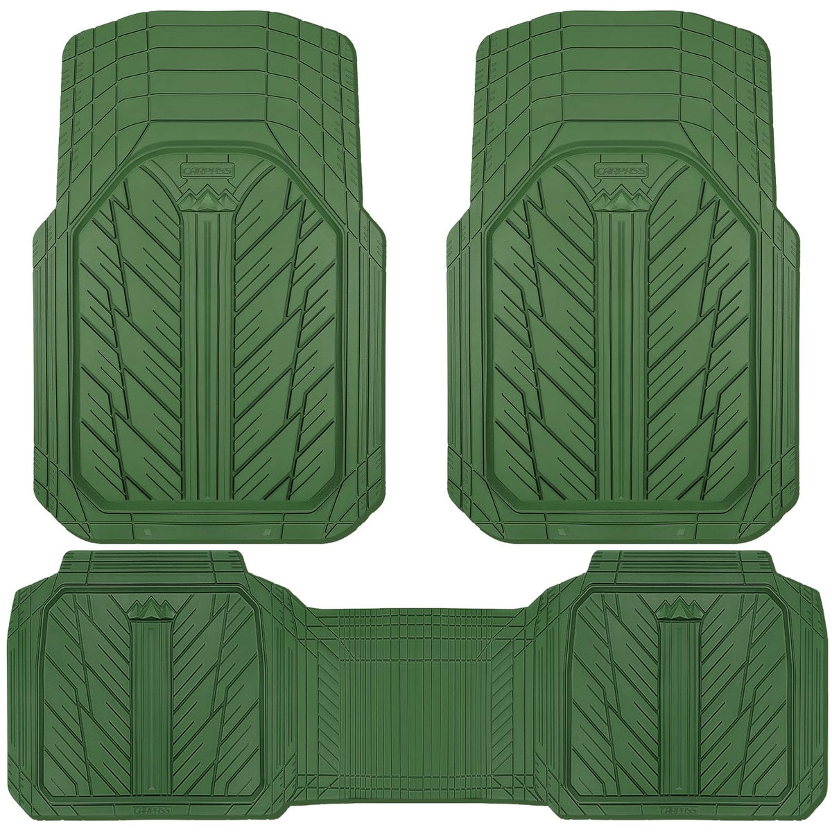 CAR PASS Heavy Rubber Car Floor Mats, Deep Waterproof Car Mats All Weather, Universal Trim-to Fit Automotive Floor Mats for Car SUV Truck Van, Durable Floor Liners Solid Black