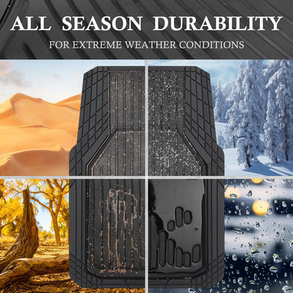 CAR PASS Heavy Duty Rubber Floor Mats for Car, Waterproof All Weather Car Floor Mats, Universal Trim-to-Fit for SUV Truck Sedans Vans, Automotive Floor Mats 3 piece car mats Full Set, Solid Black