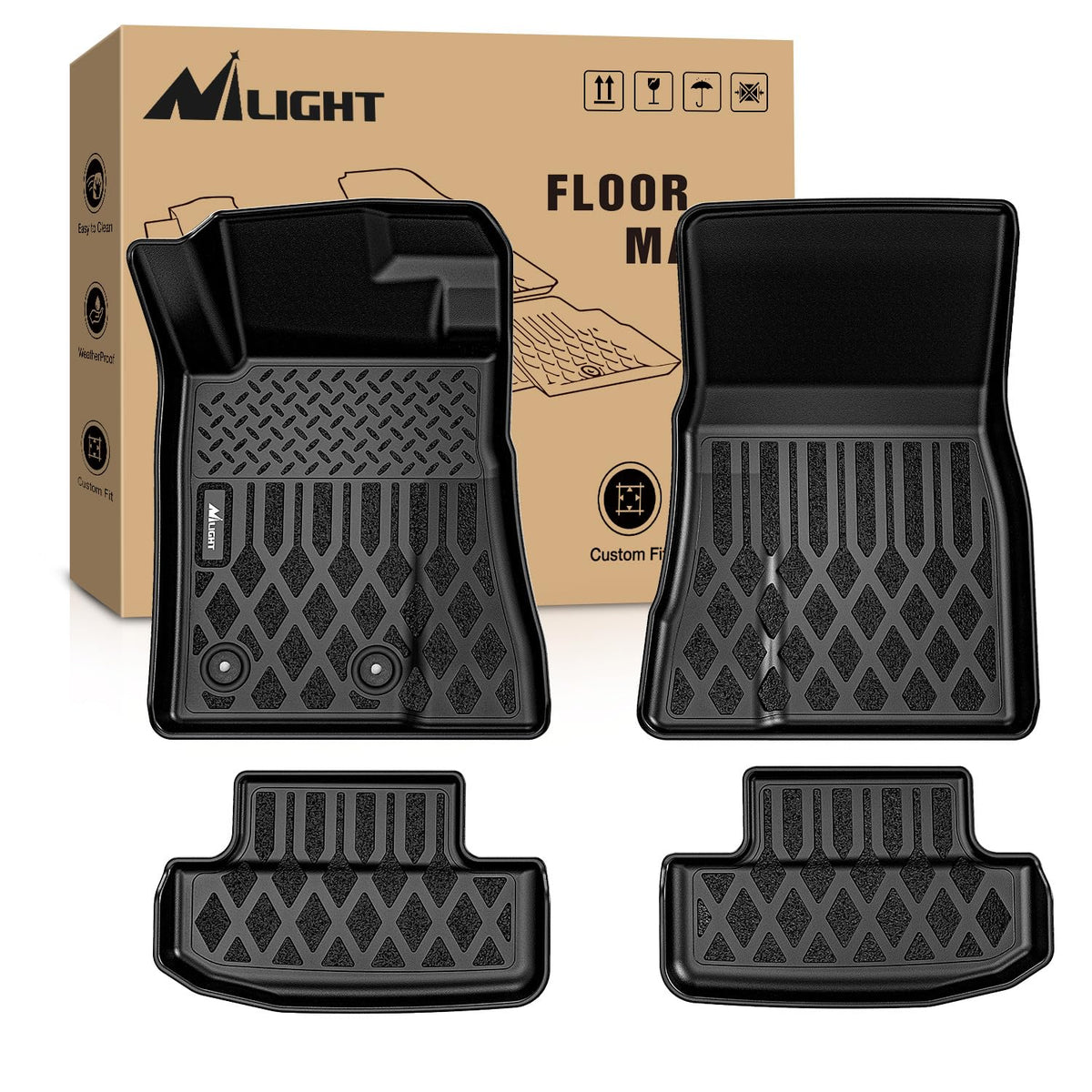 Nilight TPE Floor Mats for Ford F250 F350 F450 Super Duty Crew Cab
