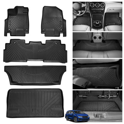 Powerty Floor Mats for 2019-2024 2025 Toyota RAV4 Accessories All Weather Floor Liner 3D TPO 1st & 2nd Row Floor Mat Heavy-Duty Floor Liners(FIT All Models)
