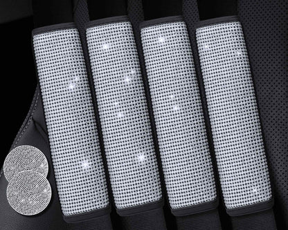 2PCS Bling Car Seatbelt Strap Covers for Women Girls - Crystal Rhinestone Velvet Shoulder Pad Protector - Diamond Shine Safety Shoulder Pad, Car Decor Interior Accessories