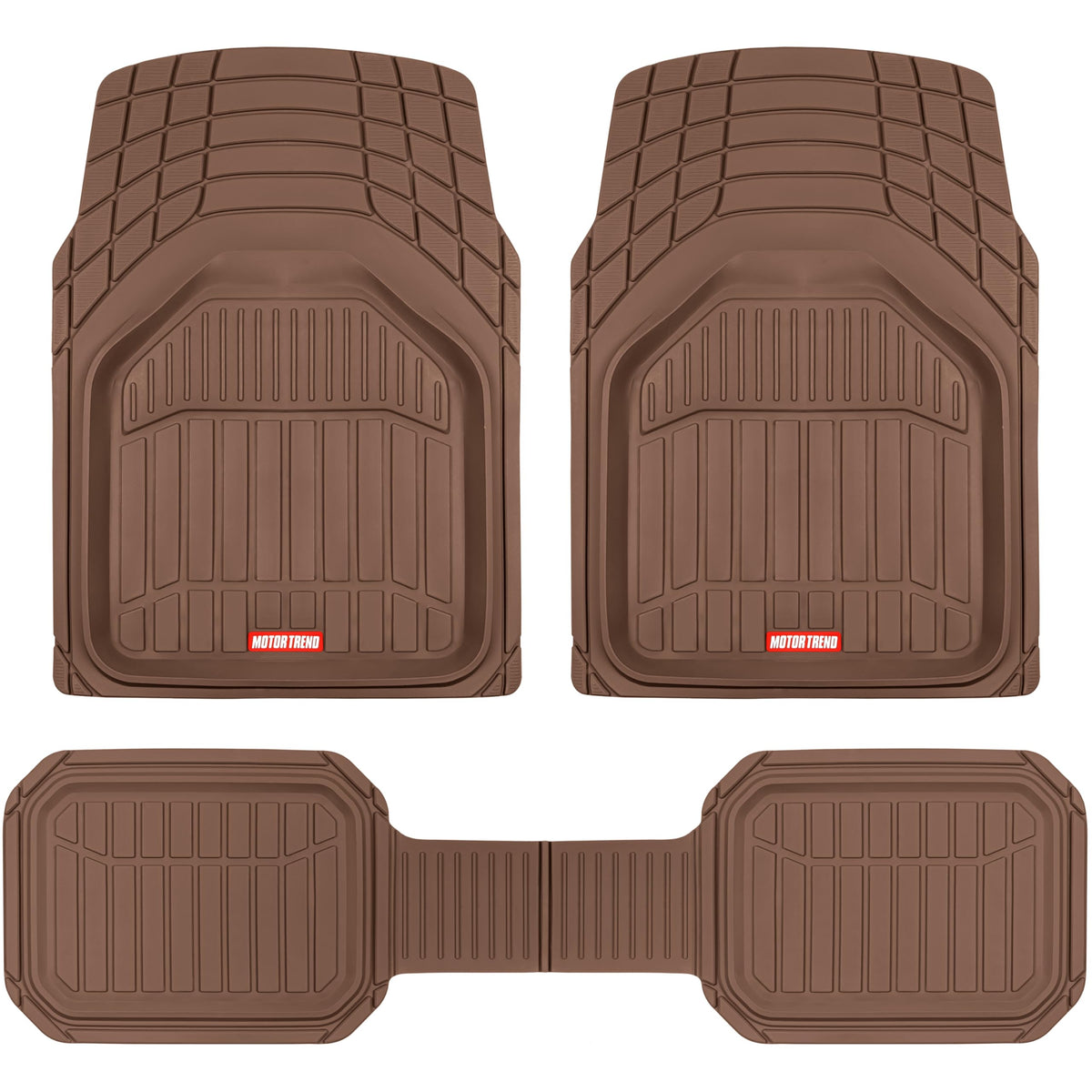Motor Trend 943-BK FlexTough Defender Car Floor Mats -Next Generation Deep Dish Heavy Duty Contour Liners for Car SUV Truck & Van-All Weather Protection, Trim to Fit Most Vehicles Black