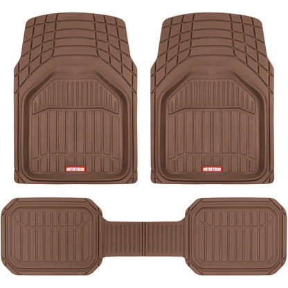 Motor Trend 943-BK FlexTough Defender Car Floor Mats -Next Generation Deep Dish Heavy Duty Contour Liners for Car SUV Truck & Van-All Weather Protection, Trim to Fit Most Vehicles Black