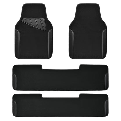 CAR PASS Waterproof Universal Fit Car Floor Mats, Faux Leather Car Carpet Mats, Black Car Mats with Anti-Slip Nibbs Backing & Driver Heel Pad Fit for SUV,Vans,sedans, Trucks,Set of 4pcs(All Black)