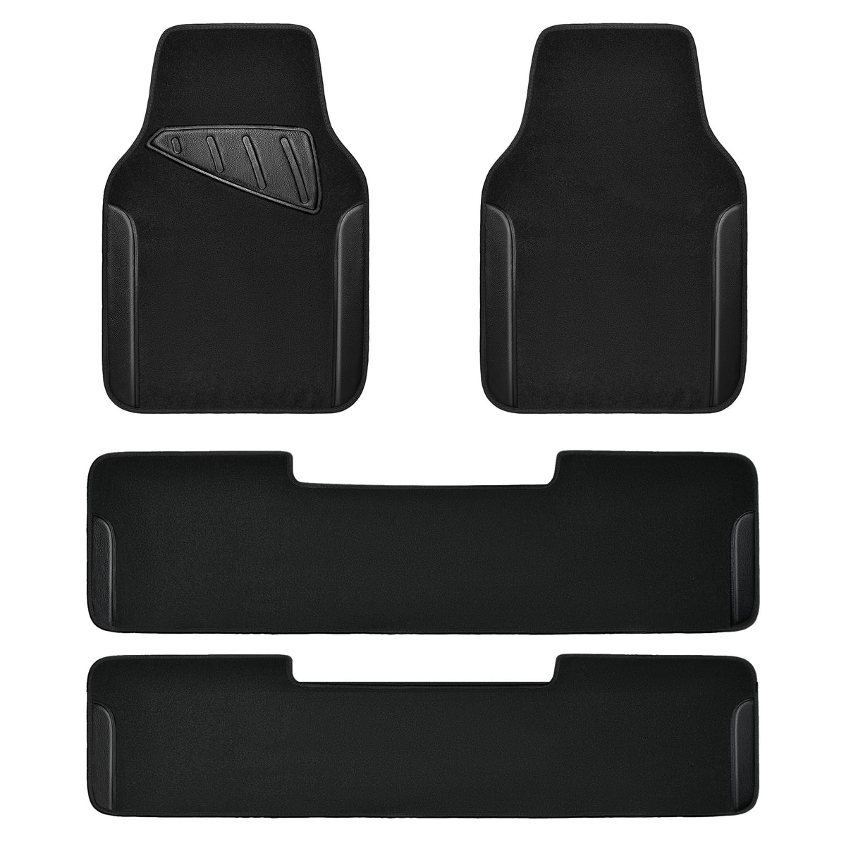 CAR PASS Beige Leather & Waterproof Car Carpet Floor Mats, Universal Car Mats Fit for SUV,Vans,sedans, Trucks,Set of 4pcs Car Carpet with Anti-Slip nibbs Driver Heel Pad (All Beige)
