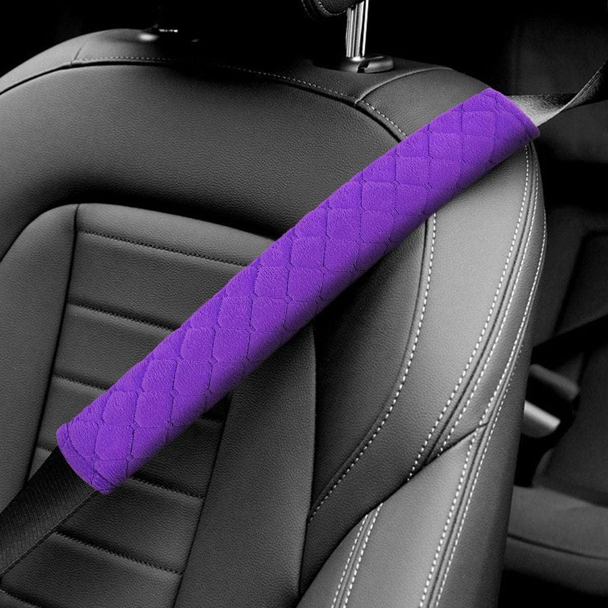 surpassme Car Seat Belt Pads Cover, 2PCS 15in Extra Length Seat Belt Shoulder Strap Covers Protector to Release Stress to Neck and Shoulder for a Safety Driving (Black)