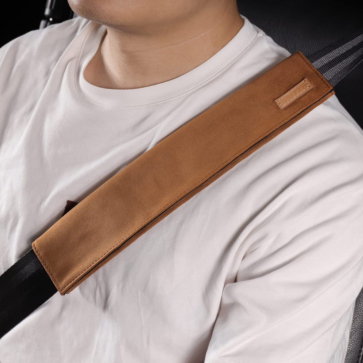 2 PCS Car Seatbelt Covers for Adults, Leather Seat Belt Cushion Shoulder Pad for Women, Car Accessories Protector for More Comfortable Driving (Apricot)