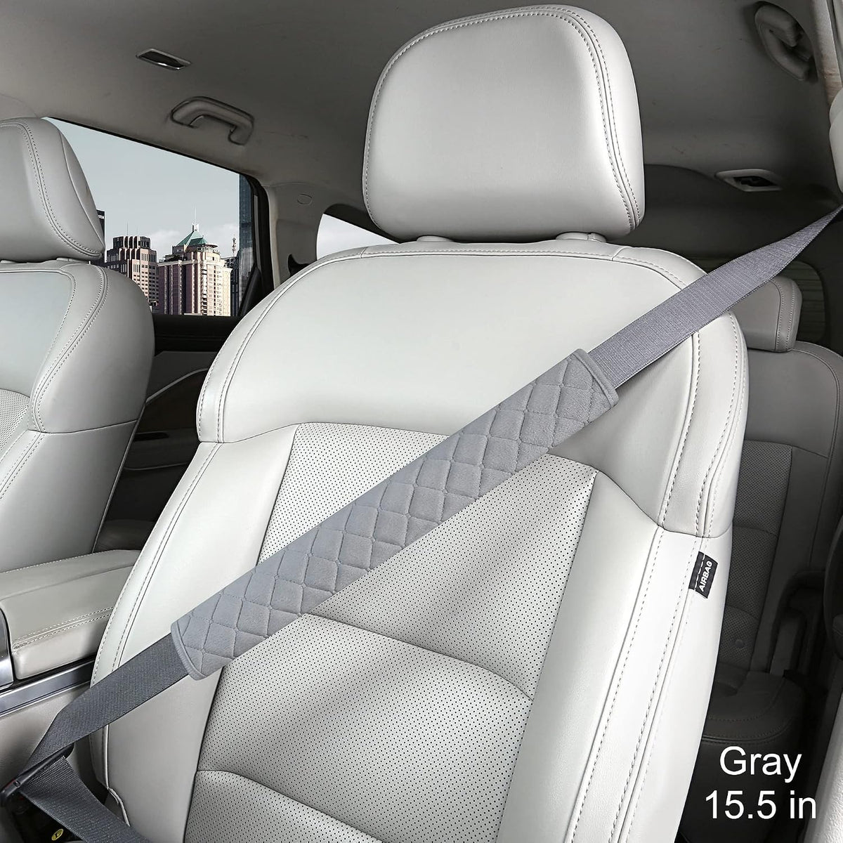 HighnessHwoo Extra Long Seatbelt Covers for Adults Kids Women & Men, Soft Car Seat Belt Strap Cushion for Sedan, SUV, Trucks, Shoulder Neck Chest Protector Pads, Auto Accessories, 1pc, Gray, 15.5in