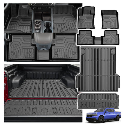 Powerty Floor Mats for 2019-2024 2025 Toyota RAV4 Accessories All Weather Floor Liner 3D TPO 1st & 2nd Row Floor Mat Heavy-Duty Floor Liners(FIT All Models)