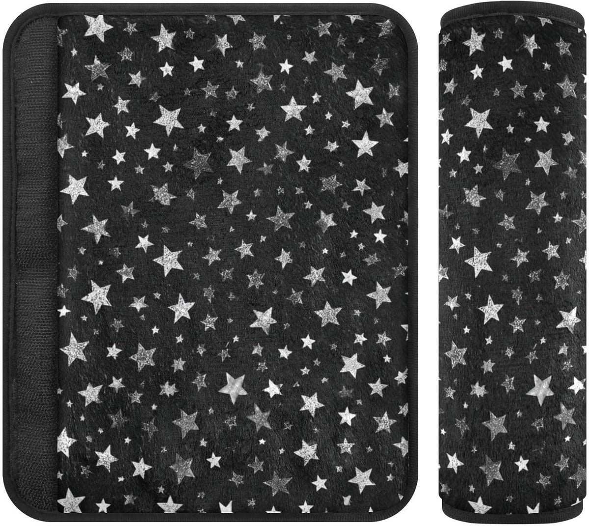 2 Pack Sparkly Silver Stars Seatbelt Covers Seat Belt Cover Pad for Adults Boys Girls Car Seat Strap Covers Pads Cushion Universal Shoulder Strap Pad Protector for Backpack Camera Bag 10x7.7Inch