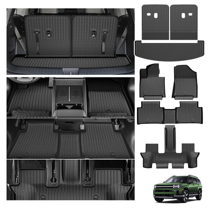 Powerty Floor Mats for 2019-2024 2025 Toyota RAV4 Accessories All Weather Floor Liner 3D TPO 1st & 2nd Row Floor Mat Heavy-Duty Floor Liners(FIT All Models)