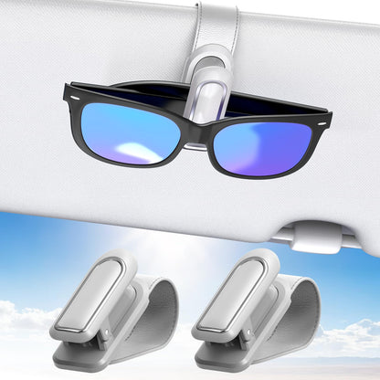 Veharvim Sunglass Holder for Car, 2 Pack, Metal Clip, One-Handed Operation