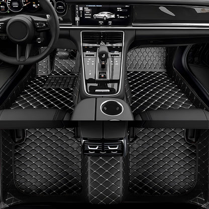 Custom Personalized Floor Mats for Cars，Luxury Full Coverage All Weather Car Floor Mats，Anti-Slip Leather Car Mat Set ，Custom Floor Mats for 99% of Cars, Trucks & SUVs (Pure Black)