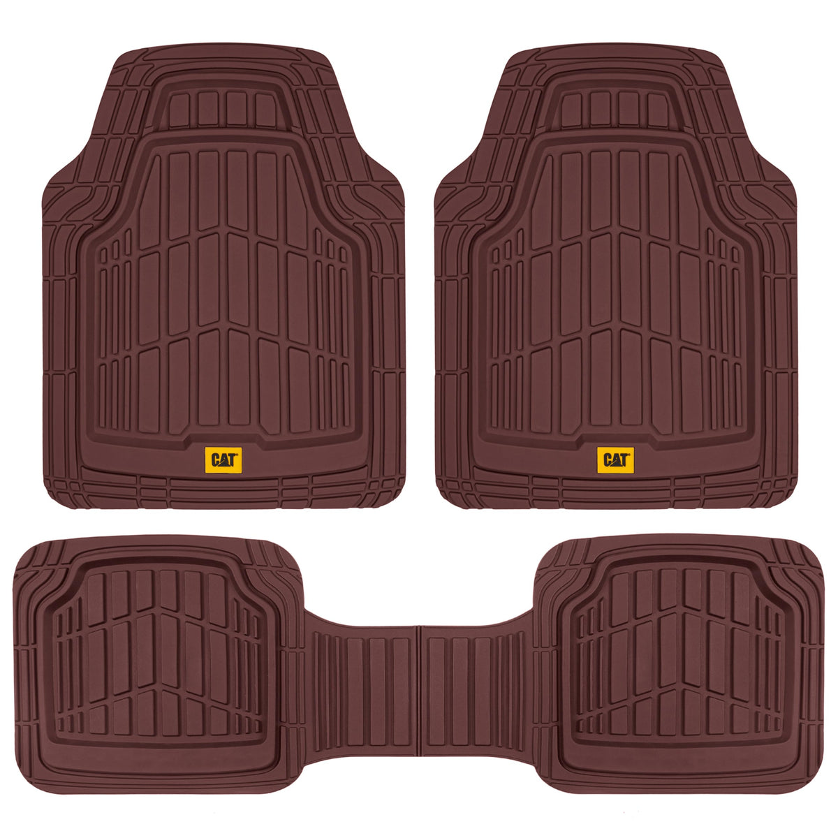 Cat® ToughRide™ Heavy-Duty 3 Piece Rubber All Season Floor Mats for Car Truck Van SUV, Black - Premium Trim to Fit Cars Floor Mat, All Weather Deep Dish Automotive Floor Mats, Total Dirt Protection