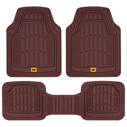 Cat® ToughRide™ Heavy-Duty 3 Piece Rubber All Season Floor Mats for Car Truck Van SUV, Black - Premium Trim to Fit Cars Floor Mat, All Weather Deep Dish Automotive Floor Mats, Total Dirt Protection