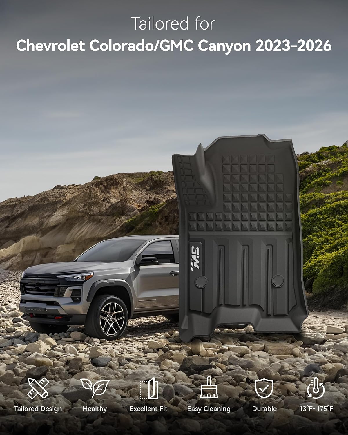 3W Floor Mats for Chevrolet Chevy Colorado/GMC Canyon Crew Cab 2023-2026