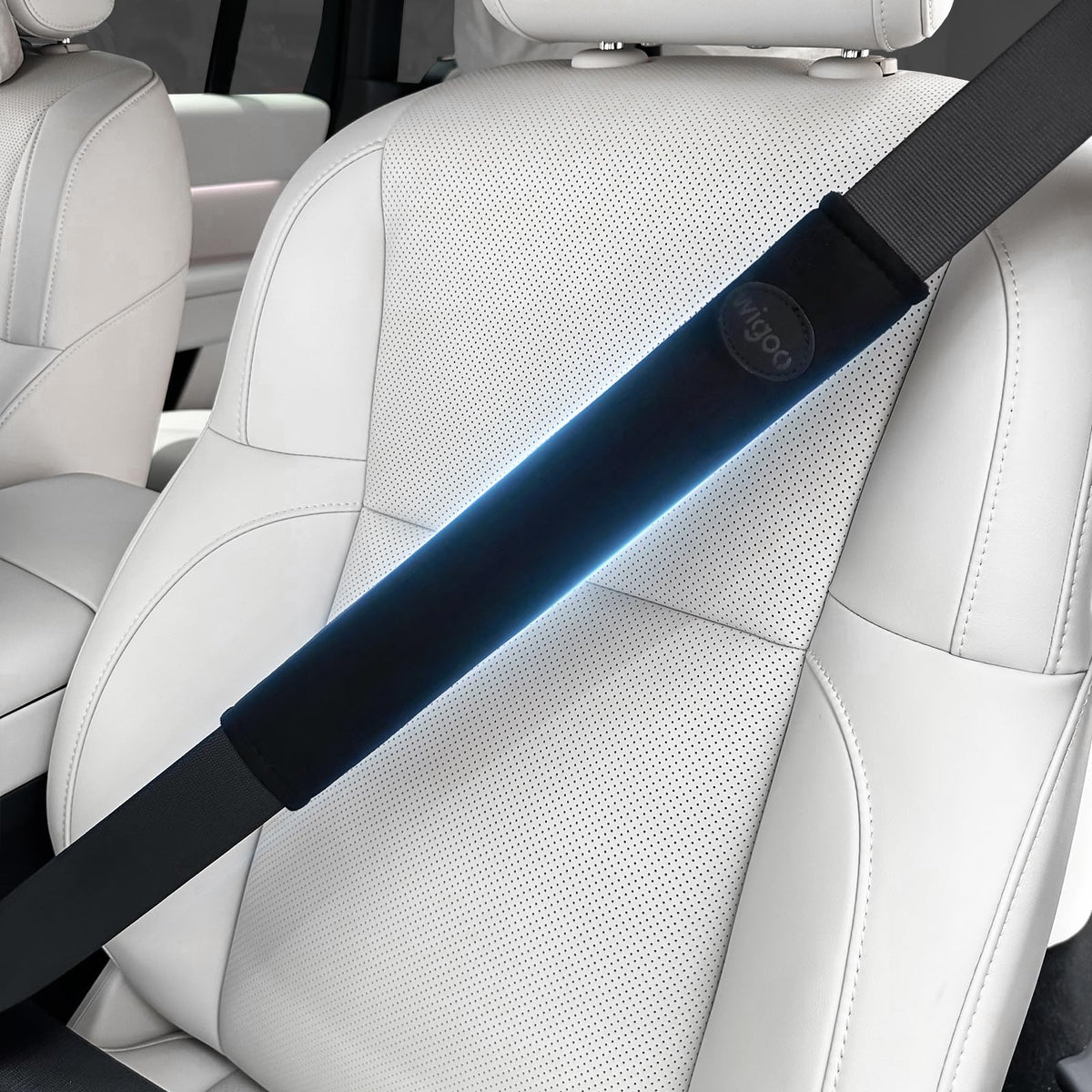 Wigoo Car Seat Belt Covers, Skin-Friendly Suede 2 Pack, 18.9 Inch, Black