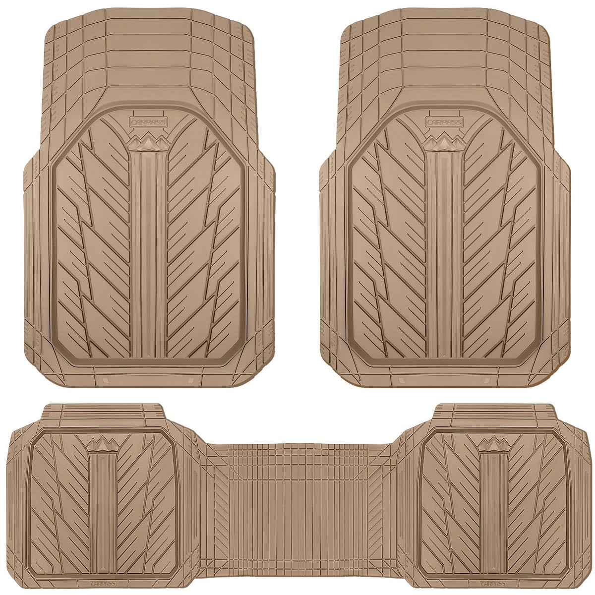 CAR PASS Heavy Rubber Car Floor Mats, Deep Waterproof Car Mats All Weather, Universal Trim-to Fit Automotive Floor Mats for Car SUV Truck Van, Durable Floor Liners Solid Black