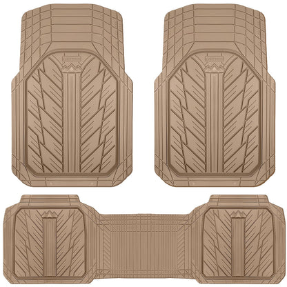 CAR PASS Heavy Rubber Car Floor Mats, Deep Waterproof Car Mats All Weather, Universal Trim-to Fit Automotive Floor Mats for Car SUV Truck Van, Durable Floor Liners Solid Black