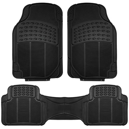 FH Group Automotive Floor Mats - Heavy-Duty Rubber, Universal Fit Full Set, ClimaProof, Trimmable For Most Cars, Sedan, SUV, Truck, Black