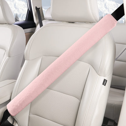LACDL Extra Long Seatbelt Covers Super Soft Furry for Adults Kids Women & Men, Thick Plush Full Car Seat Belt Cushion, Fluffy Shoulder Pad Protector, Auto Interior Accessories, 1pc, Off White, 15.5in