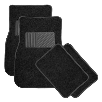 4 PCS Car Floor Mats, Anti-Slip Front & Rear Auto Protective Carpets with Driver Heel Pad, Universal All Weather Floor Mat Classic Matching Heel Pad for Car Truck SUV (Black)