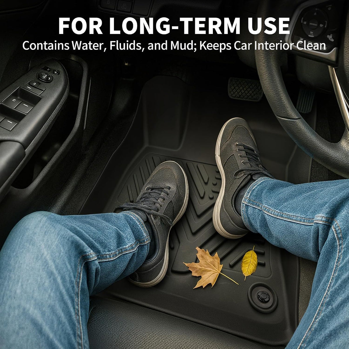 YITAMOTOR Floor Mats Fit for 2013-2018 Dodge Ram 1500/2500/3500 Crew Cab, 2019-2024 Ram 1500 Classic Crew Cab 1st & 2nd Row All Weather Heavy Duty Floor Liners Black