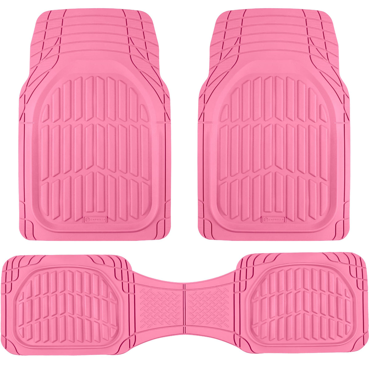Carbella FlexTough LITE Rubber Car Mats Full Set - All Weather Floor Mats for Trucks, Cars & SUVs - Automotive Waterproof Blue Car Floor Mats for Cars Interior Accessories Universal Trim-to-Fit