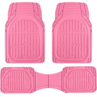 Carbella FlexTough LITE Rubber Car Mats Full Set - All Weather Floor Mats for Trucks, Cars & SUVs - Automotive Waterproof Blue Car Floor Mats for Cars Interior Accessories Universal Trim-to-Fit