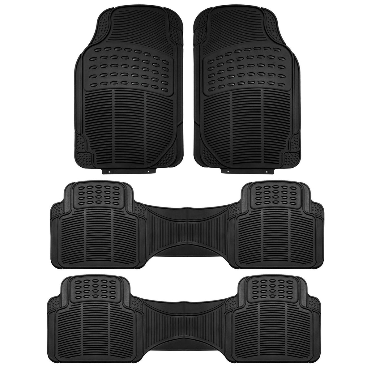 FH Group Automotive Floor Mats - Heavy-Duty Rubber, Universal Fit Full Set, ClimaProof, Trimmable For Most Cars, Sedan, SUV, Truck, Black