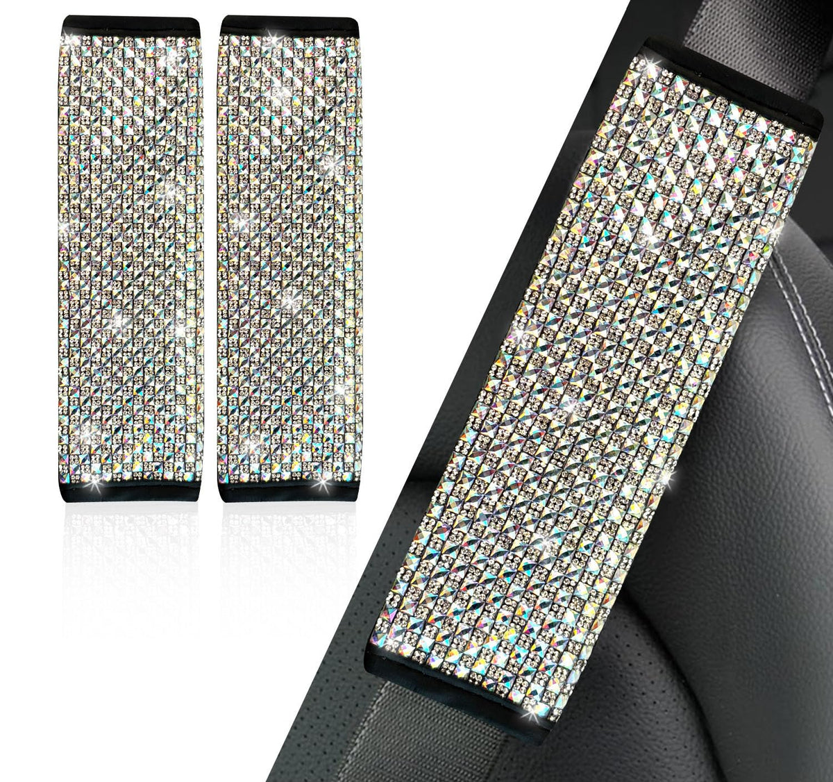 NBTEPEM 2 Pack Bling Car Seat Belt Covers, Diamond Seatbelt Shoulder Protection, Rhinestones Seat Belt Strap Cover Shoulder Pad, Universal Bling Car Interior Accessories Fit for Car/Truck/SUV(Pink)