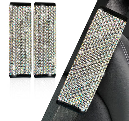 NBTEPEM 2 Pack Bling Car Seat Belt Covers, Diamond Seatbelt Shoulder Protection, Rhinestones Seat Belt Strap Cover Shoulder Pad, Universal Bling Car Interior Accessories Fit for Car/Truck/SUV(Pink)
