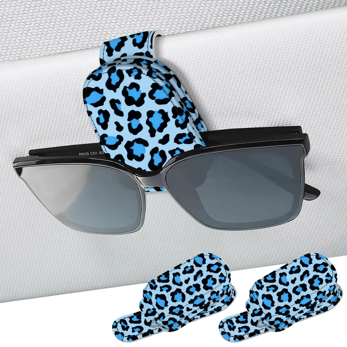 2 Pack Magnetic Leather Sunglass Holder, Universal Magnetic Car Eyeglass Hanger Clip for Different Size Eyeglasses, Car Visor Accessories (Black Plaid)