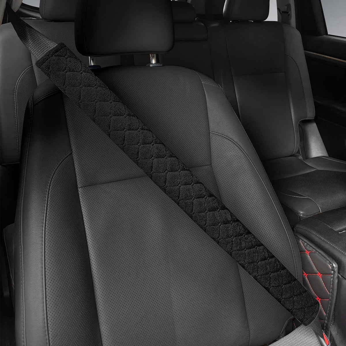 surpassme Car Seat Belt Pads Cover, 2PCS 15in Extra Length Seat Belt Shoulder Strap Covers Protector to Release Stress to Neck and Shoulder for a Safety Driving (Black)