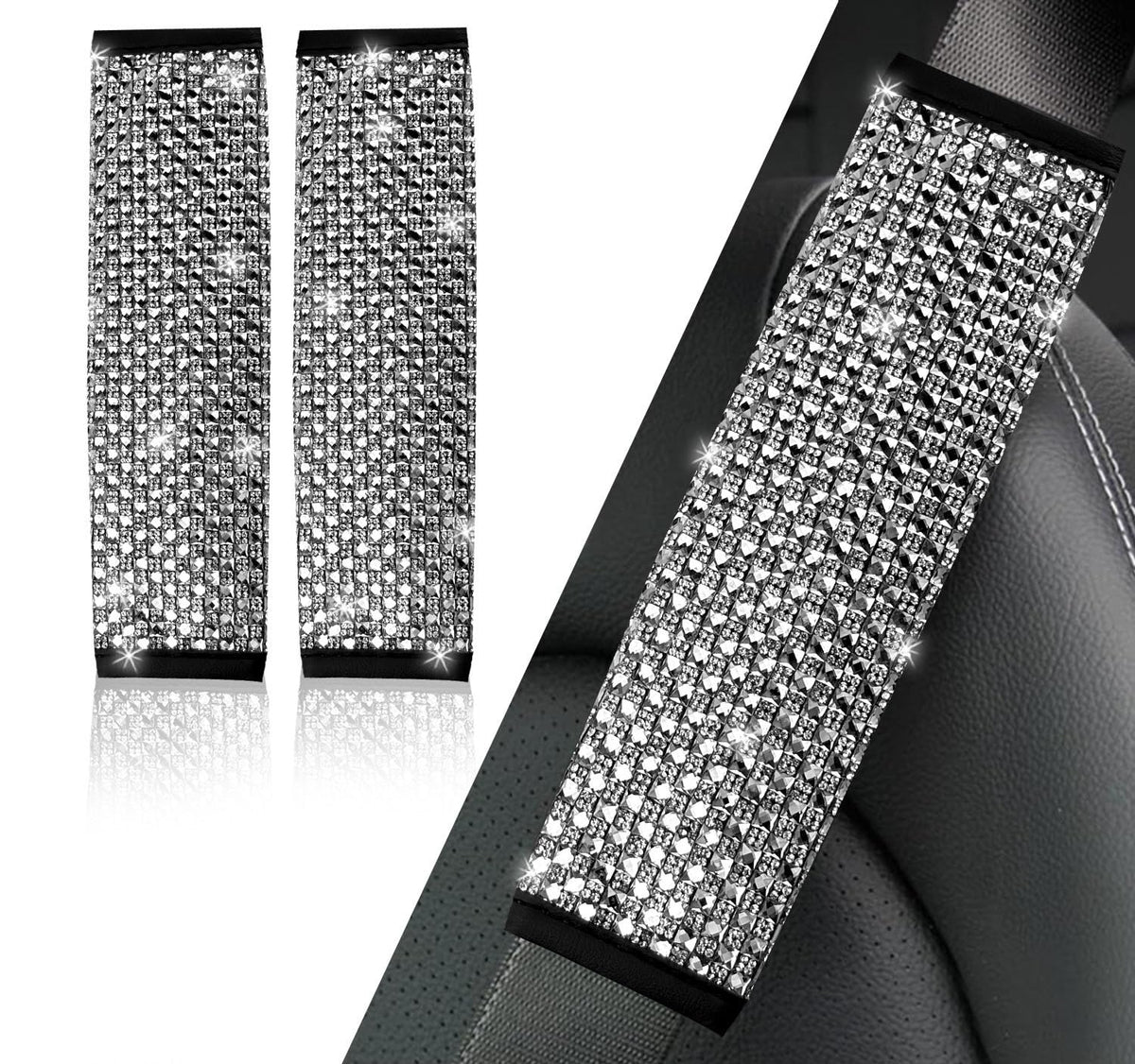 NBTEPEM 2 Pack Bling Car Seat Belt Covers, Diamond Seatbelt Shoulder Protection, Rhinestones Seat Belt Strap Cover Shoulder Pad, Universal Bling Car Interior Accessories Fit for Car/Truck/SUV(Pink)