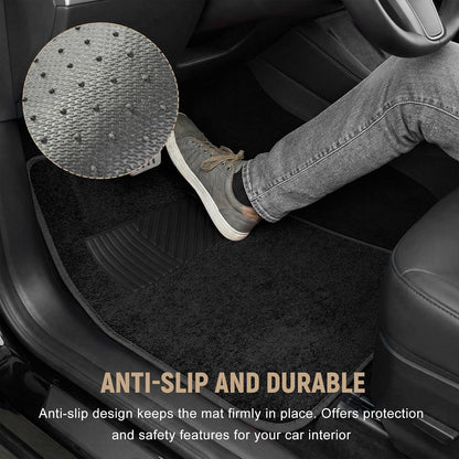 4 PCS Car Floor Mats, Anti-Slip Front & Rear Auto Carpet Pad for All Weather Protection, Waterproof Floor Mat Heavy Duty Protective Pad Universal for Cars Trucks SUVs (Black)