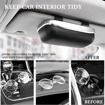 Sunglass Holder For Car Visor Clip With Push-Bounce Switch,Sunglass Case For Car With Plush Lining,Car Sunglass Holder Suitable For Truck And Sedan To Place Sunglass (Black)