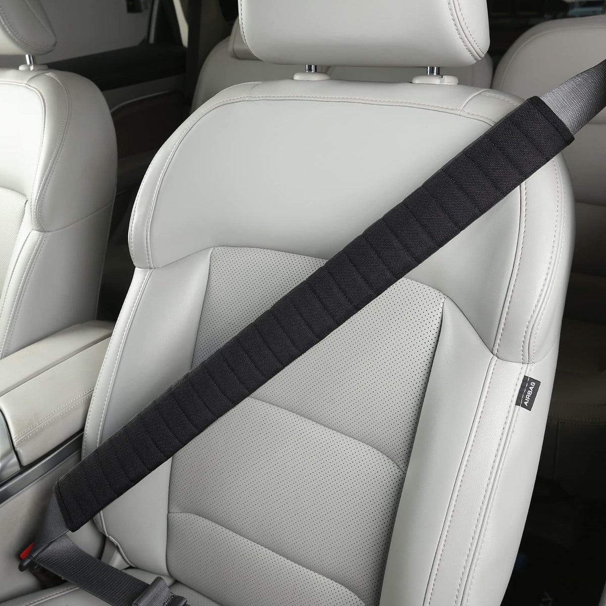 HighnessHwoo Car Seatbelt Covers Cushion Shoulder Pads Protector Sleeve for Adults, Auto Extra Long Seat Belt Strap Cover Decorations for Women, Kids, Honda, Trucks Accessories, 1pc, 15.5in, Black