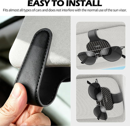 T-carbon Sunglass Holder for Car Sun Visor,Glossy Black