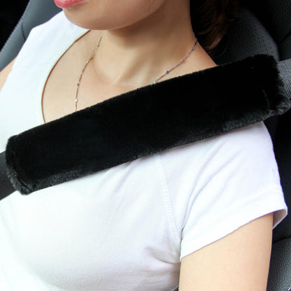 Amooca 2-Pack Real Wool Seatbelt Cover Authentic Sheepskin Shoulder Pad